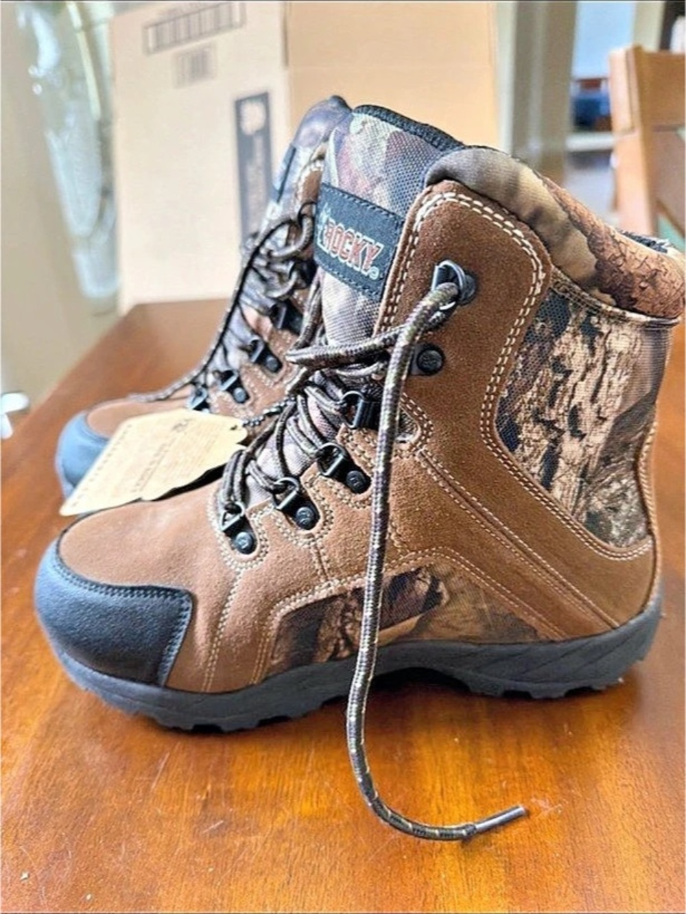 Rocky Camo Work Boots in Brown & Black